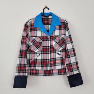Harvey Faircloth Plaid shirt With Satin Contrast Trim